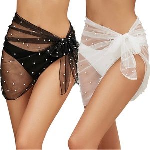 Pearl Embellished Black and White Sarongs One Size